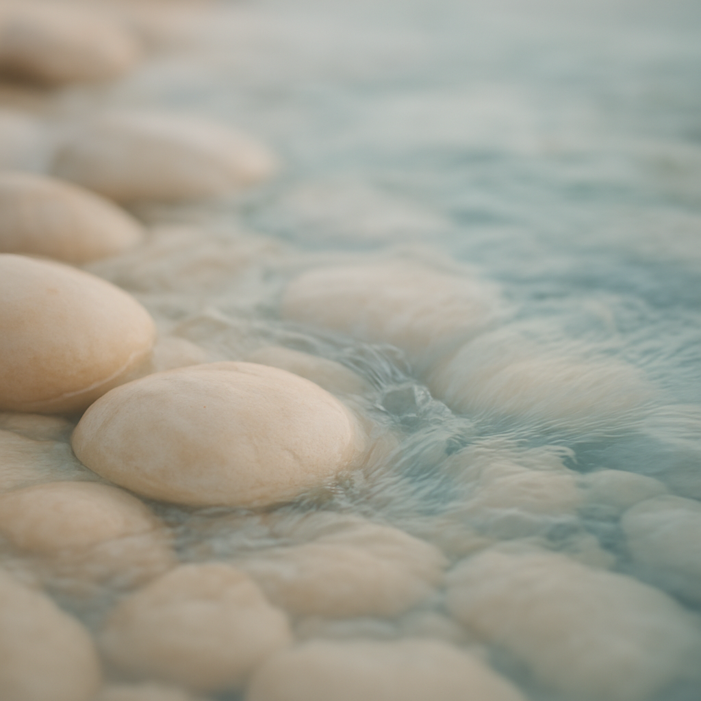 Un manantial de agua dulce fluyendo sobre piedras lisas